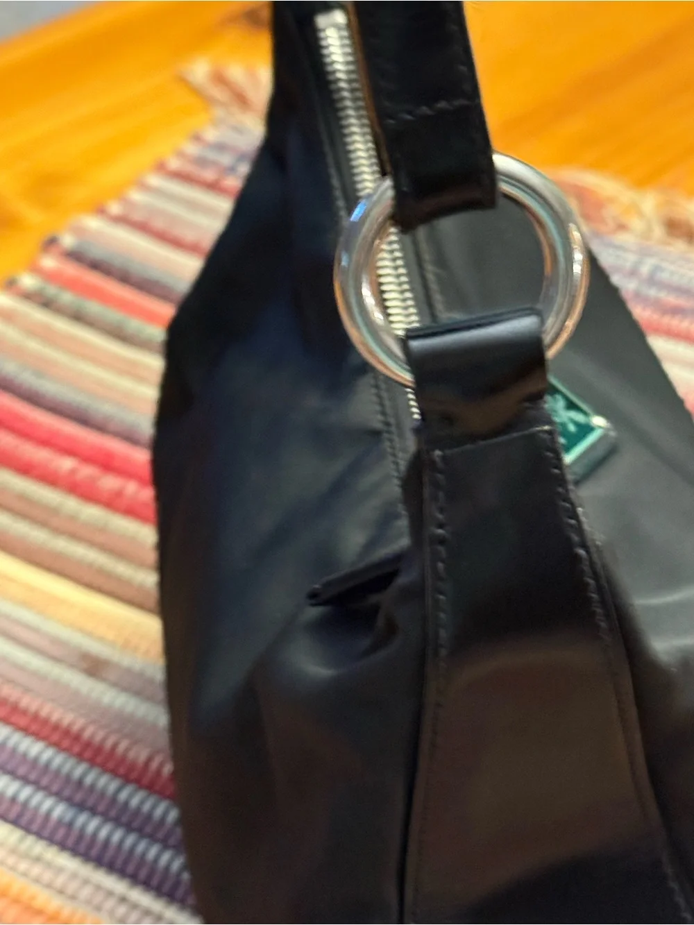 Prada Black Re-Nylon Shoulder Bag with Logo Plaque
